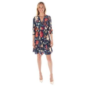 Maison Tara Floral Faux Wrap Midi Dress Size 14